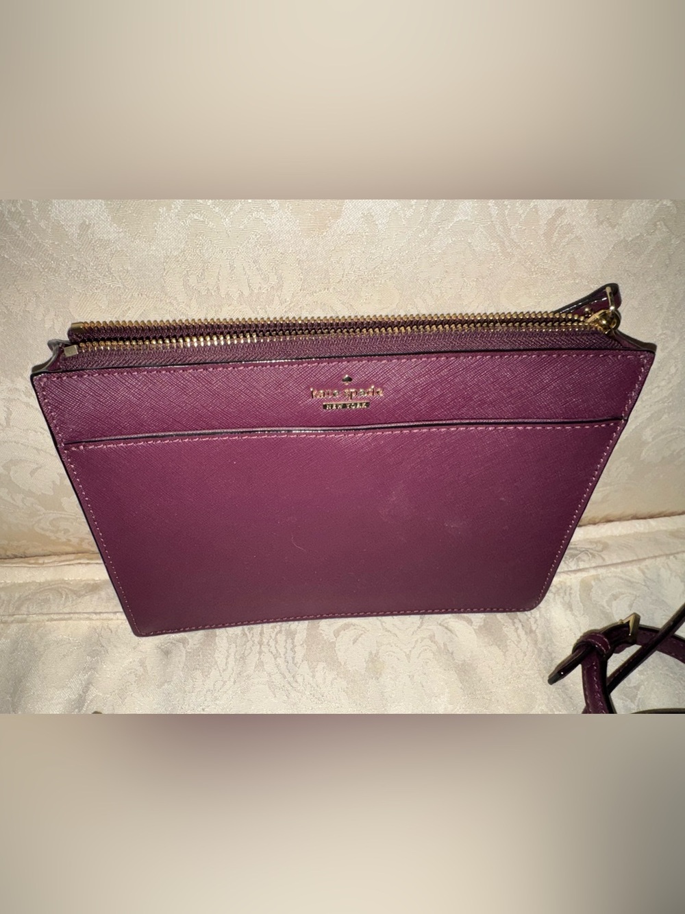 kate spade Plum Saffiano Leather Wristlet Crossbody